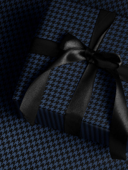 Blue Houndstooth Wrapping Paper Elegant Gift Wrap Unique Wrapping Paper Birthday Man Gift Idea Holiday Gift Wrap for Him Classy Decor Blue