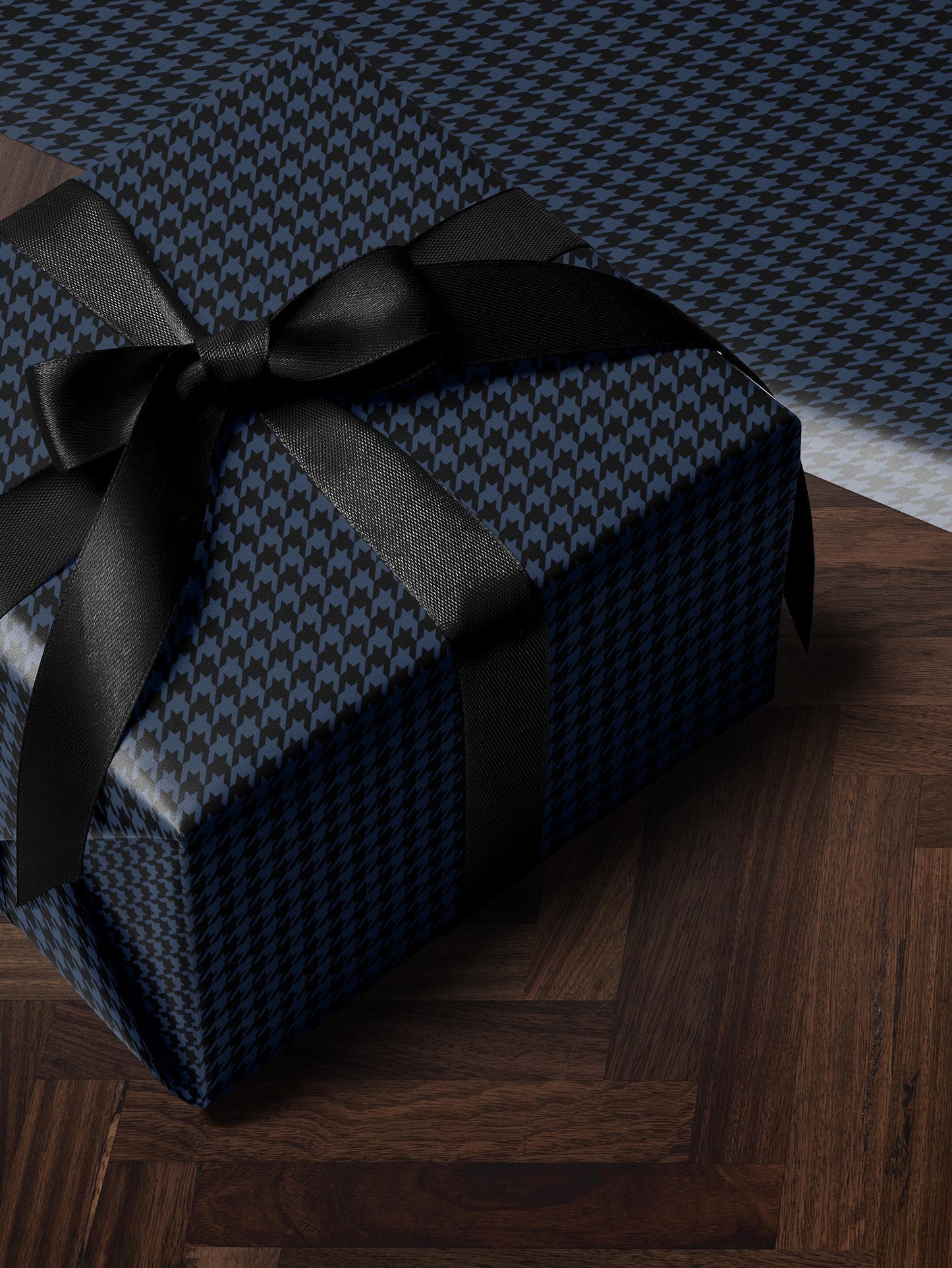 Blue Houndstooth Wrapping Paper Elegant Gift Wrap Unique Wrapping Paper Birthday Man Gift Idea Holiday Gift Wrap for Him Classy Decor Blue