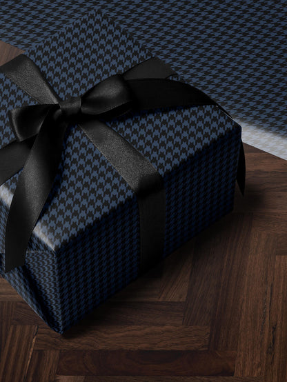Blue Houndstooth Wrapping Paper Elegant Gift Wrap Unique Wrapping Paper Birthday Man Gift Idea Holiday Gift Wrap for Him Classy Decor Blue