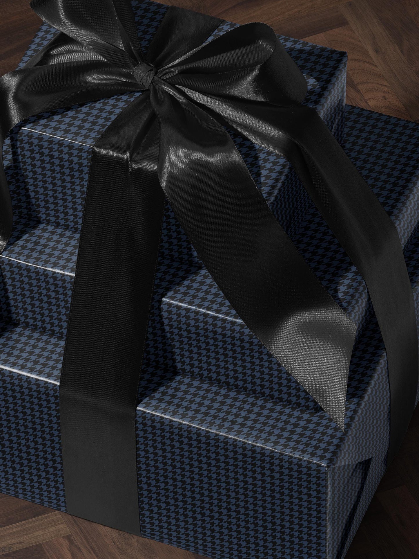 Blue Houndstooth Wrapping Paper Elegant Gift Wrap Unique Wrapping Paper Birthday Man Gift Idea Holiday Gift Wrap for Him Classy Decor Blue
