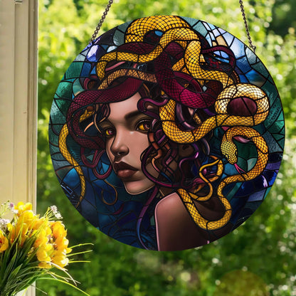 Medusa: Stained Glass Style Window Hanging