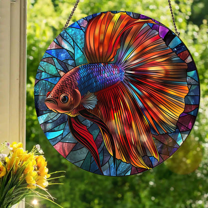 Betta Fish: Stained Glass Style Window Hanging