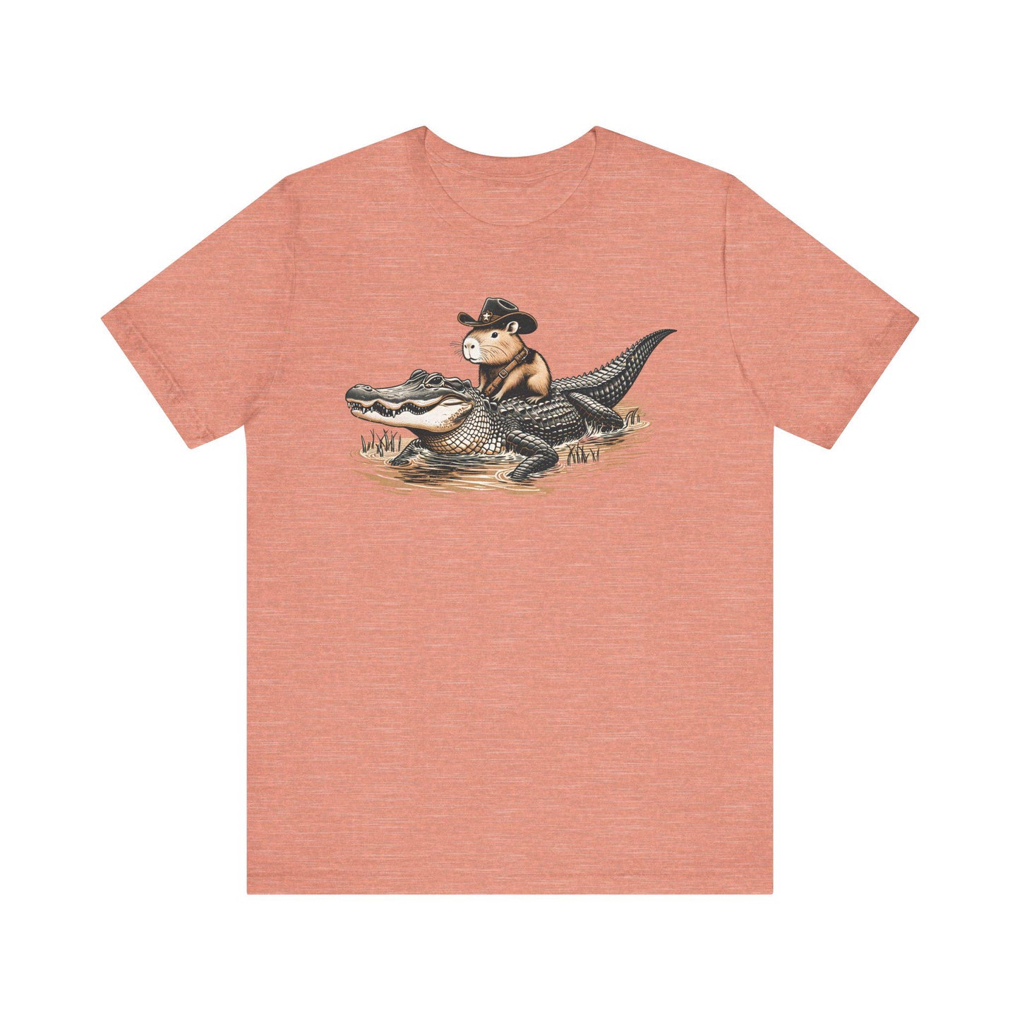 Funny Capybara Riding Alligator Shirt | Funny Animal T-shirt | Cute Reptile Tee | Humor Meme Shirts | Silly Gift Idea | Weird Hunting Tshirt