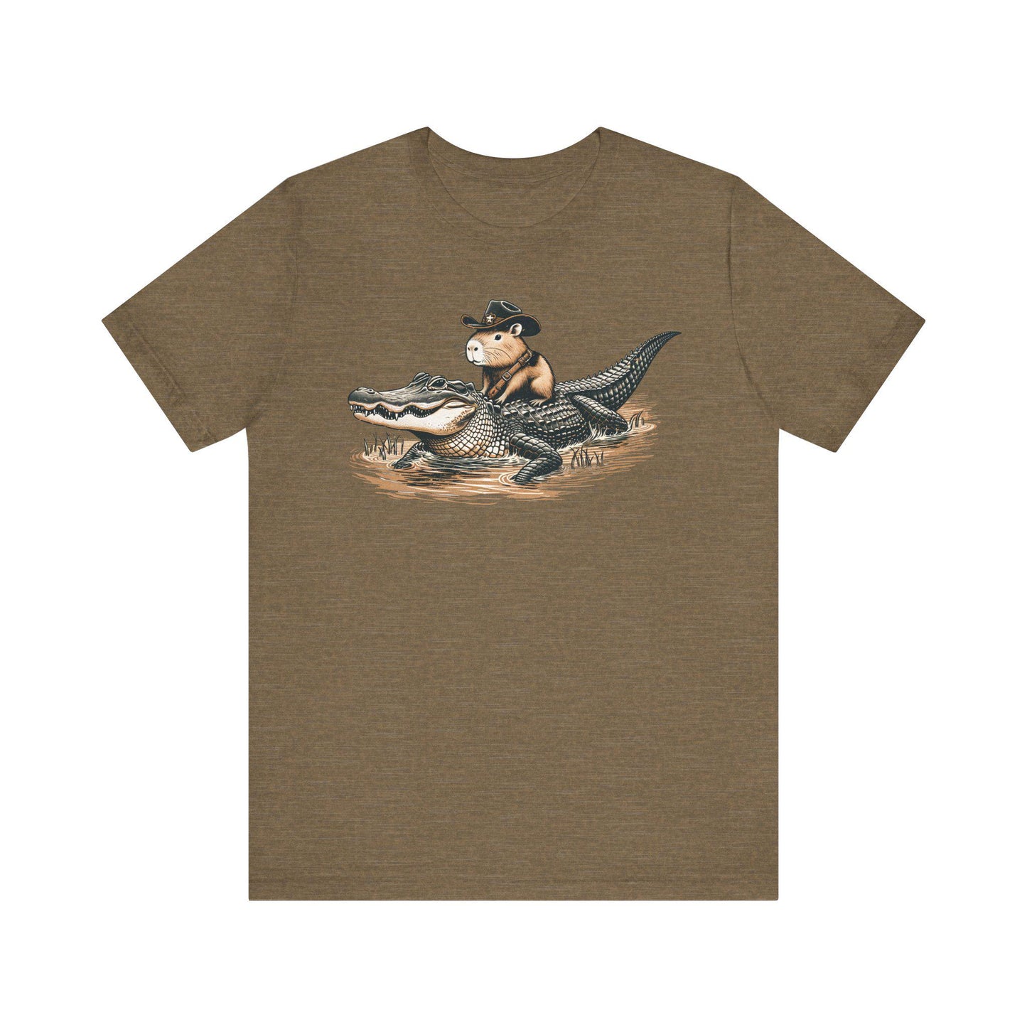 Funny Capybara Riding Alligator Shirt | Funny Animal T-shirt | Cute Reptile Tee | Humor Meme Shirts | Silly Gift Idea | Weird Hunting Tshirt