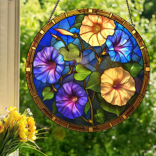 Morning Glory: Stained Glass Style Window Hanging