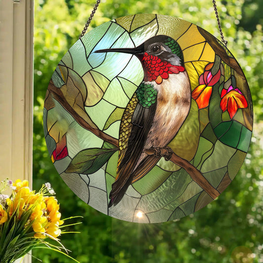 Hummingbird: Stained Glass Style Window Hanging