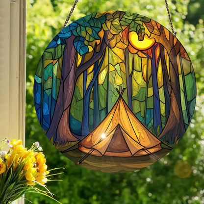 Camping Dream: Stained Glass Style Window Hanging