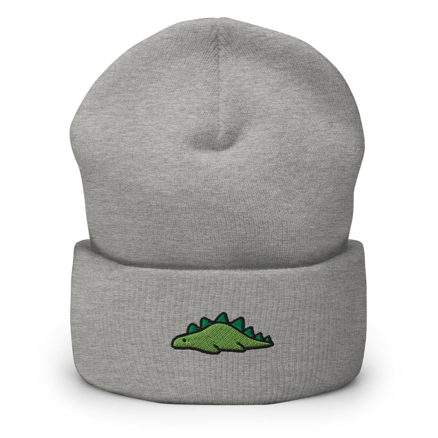 Dinosaur Embroidered Beanie, Handmade Cuffed Knit Unisex Slouchy Adult Winter Hat Cap Gift, Kawaii