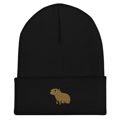 Capybara Beanie, Handmade Cuffed Knit Unisex Slouchy Adult Winter Hat Cap Gift, Kawaii