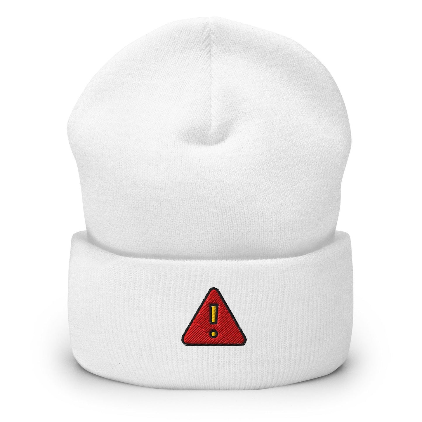 Warning Sign Beanie, Handmade Cuffed Knit Unisex Slouchy Adult Winter Hat Cap Gift, Kawaii