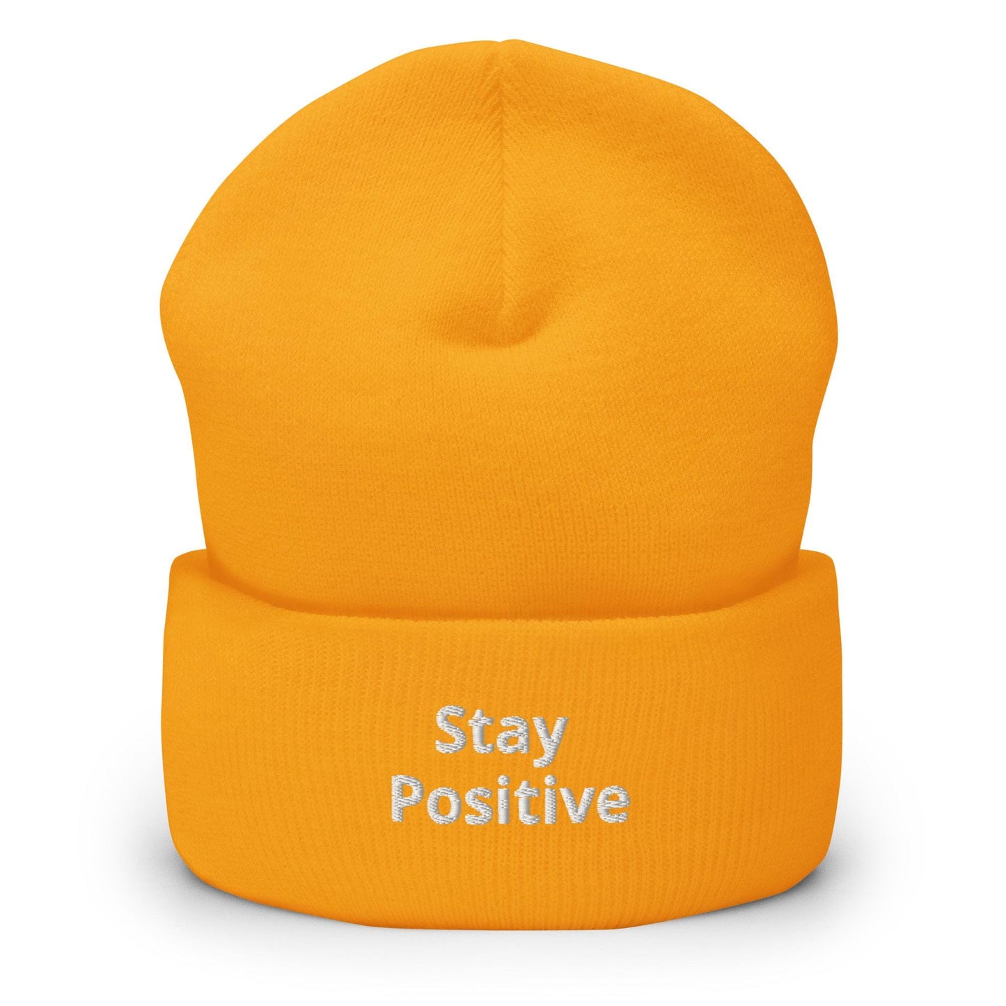 Stay Positive Beanie, Handmade Cuffed Knit Unisex Slouchy Adult Winter Hat Cap Gift, Kawaii