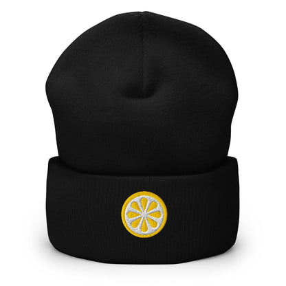 Lemon Beanie, Handmade Cuffed Knit Unisex Slouchy Adult Winter Hat Cap Gift, Kawaii