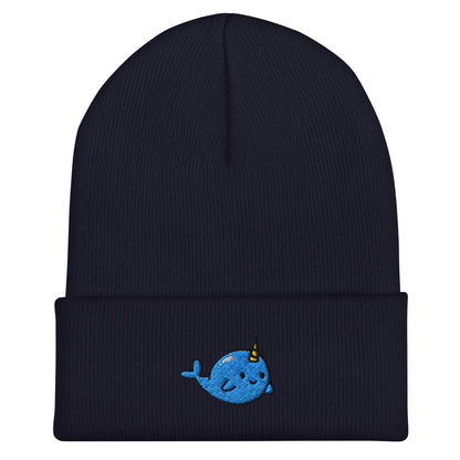 Whale Beanie, Handmade Cuffed Knit Unisex Slouchy Adult Winter Hat Cap Gift, Kawaii