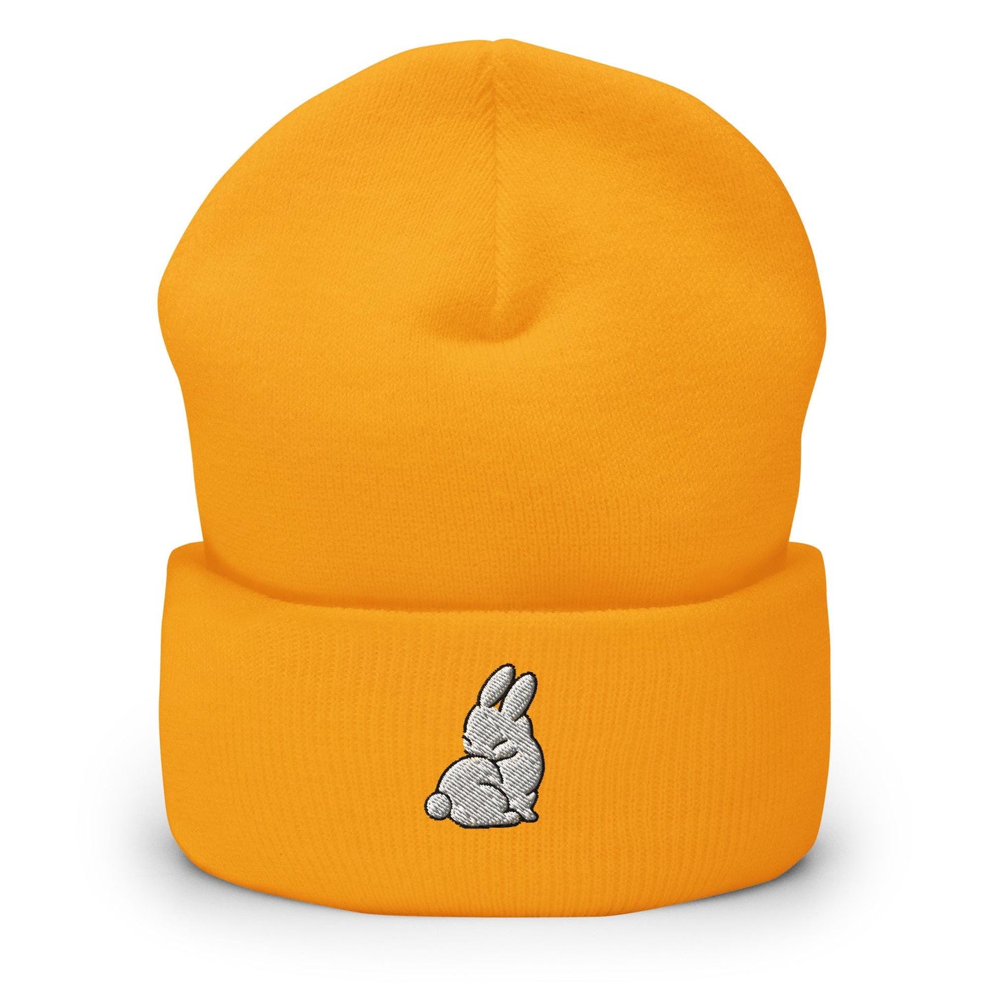 Rabbit Beanie, Handmade Cuffed Knit Unisex, Forestcore, Adult Winter Hat Cap Gift, Kawaii