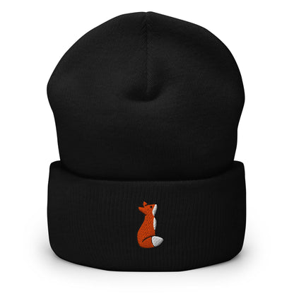 Fox Beanie, Handmade Cuffed Knit Unisex, Forestcore, Adult Winter Hat Cap Gift, Kawaii