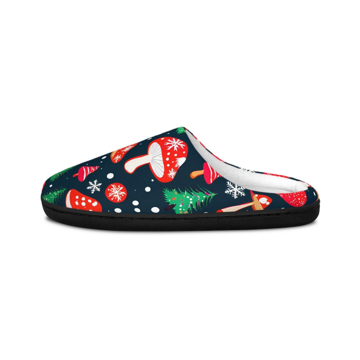 Christmas Slippers ForMen Red Mushroom ChristmasTree Snowflake Winter Indoor House Shoes Men's Home Footwear Holiday Cozy Gifte ForHim