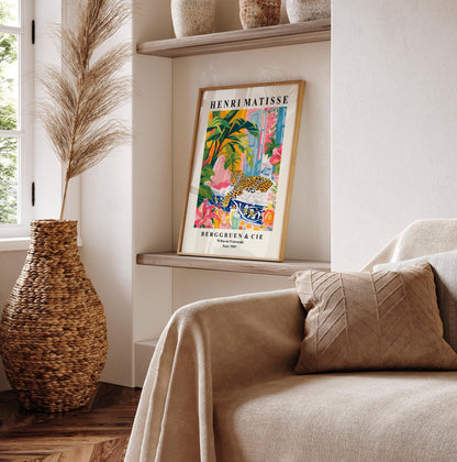 Leopard in Bathtub Art Print: Henri Matisse Style Bathroom Wall Decor