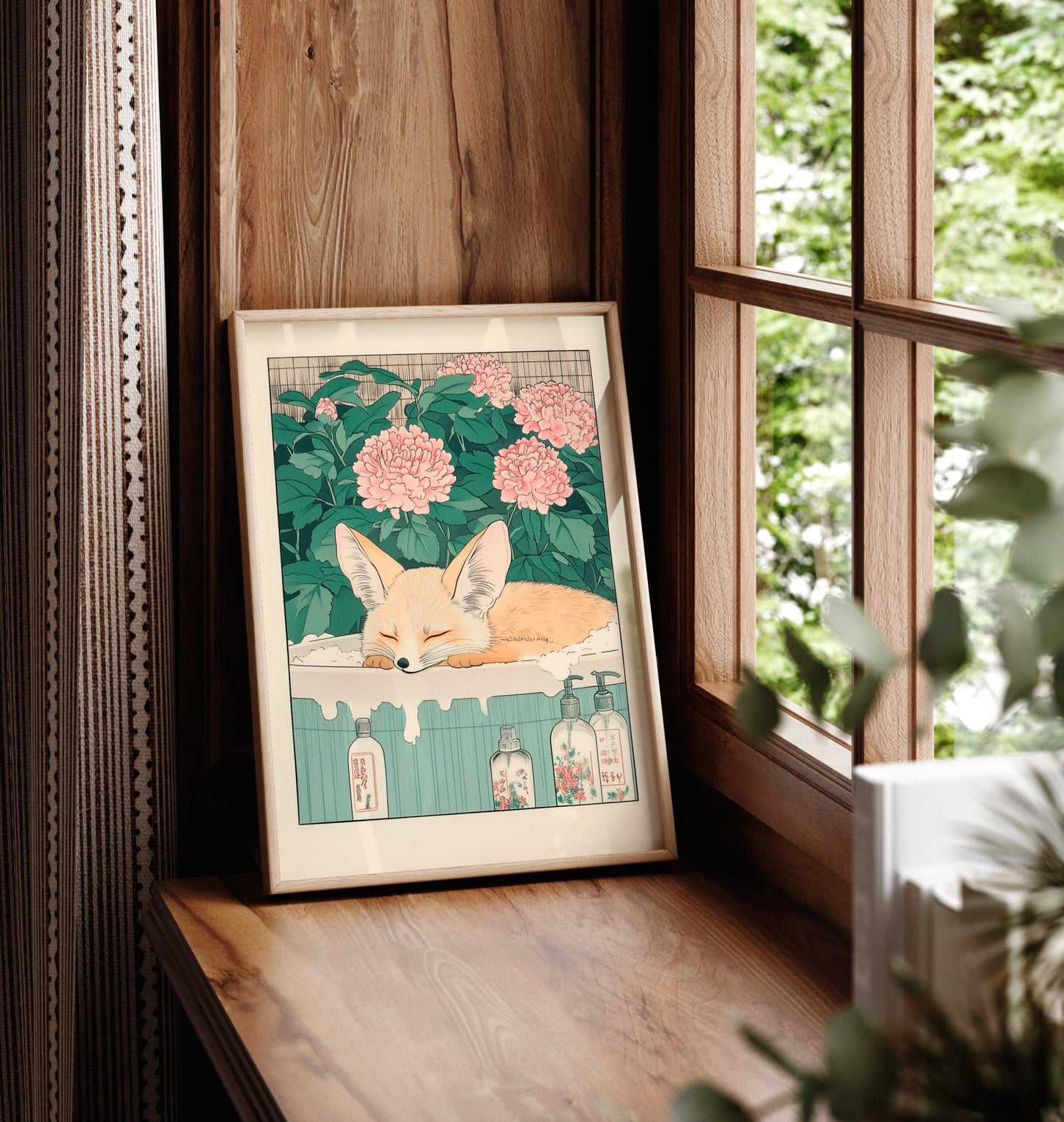 Fennec Fox Ukiyo-e Print: Japanese Bathroom Print