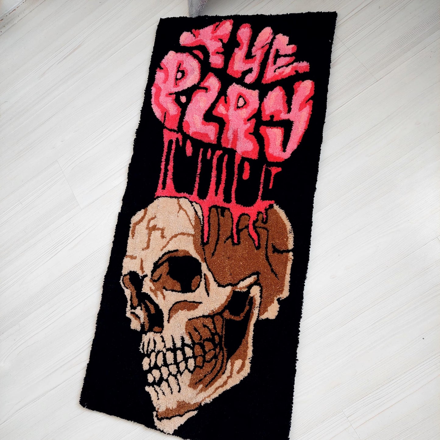 Skull Rug,Tufted Rug,Custom Rug,%100 Handmade Rug,Skeleton Rug, Fear Rug,Player Rug,Game Room Rug,Gothic Rug,Game Room Decor,Area Rug,Gift