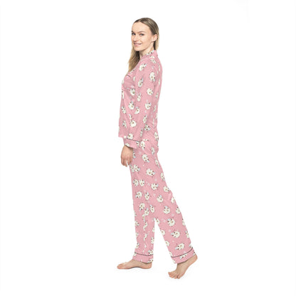 Kawaii Sleeping Bears Satin Pajama Set, Cute PJs for Women, Sleepwear Gift, Lounge Wear, Nightwear,