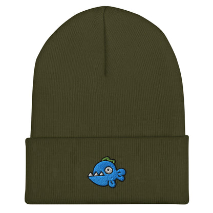Fish Beanie, Handmade Cuffed Knit Unisex Slouchy Adult Winter Hat Cap Gift, Kawaii