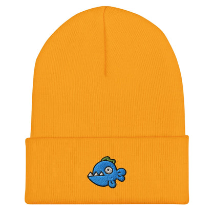 Fish Beanie, Handmade Cuffed Knit Unisex Slouchy Adult Winter Hat Cap Gift, Kawaii