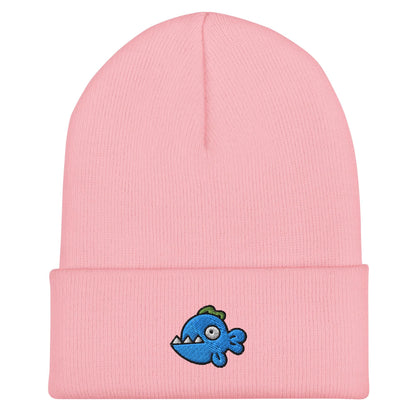 Fish Beanie, Handmade Cuffed Knit Unisex Slouchy Adult Winter Hat Cap Gift, Kawaii