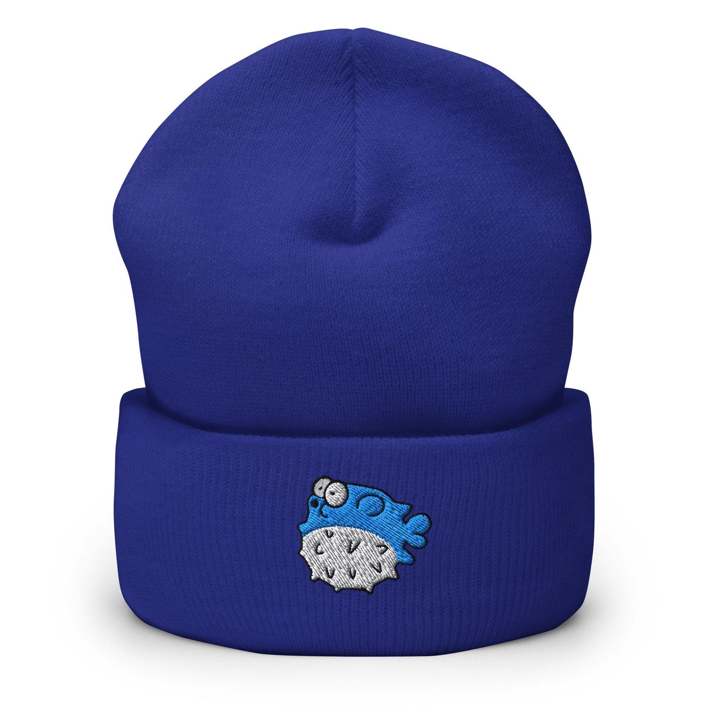 Pufferfish Beanie, Handmade Cuffed Knit Unisex Slouchy Adult Winter Hat Cap Gift, Kawaii