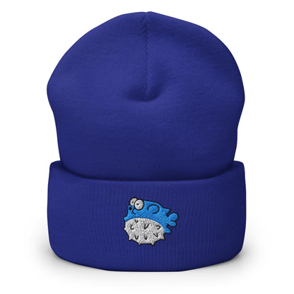 Pufferfish Beanie, Handmade Cuffed Knit Unisex Slouchy Adult Winter Hat Cap Gift, Kawaii