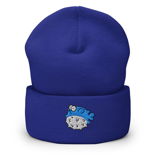 Pufferfish Beanie, Handmade Cuffed Knit Unisex Slouchy Adult Winter Hat Cap Gift, Kawaii