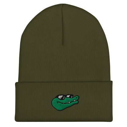 Alligator Beanie, Handmade Cuffed Knit Unisex Slouchy Adult Winter Hat Cap Gift, Kawaii