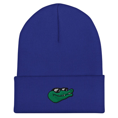 Alligator Beanie, Handmade Cuffed Knit Unisex Slouchy Adult Winter Hat Cap Gift, Kawaii