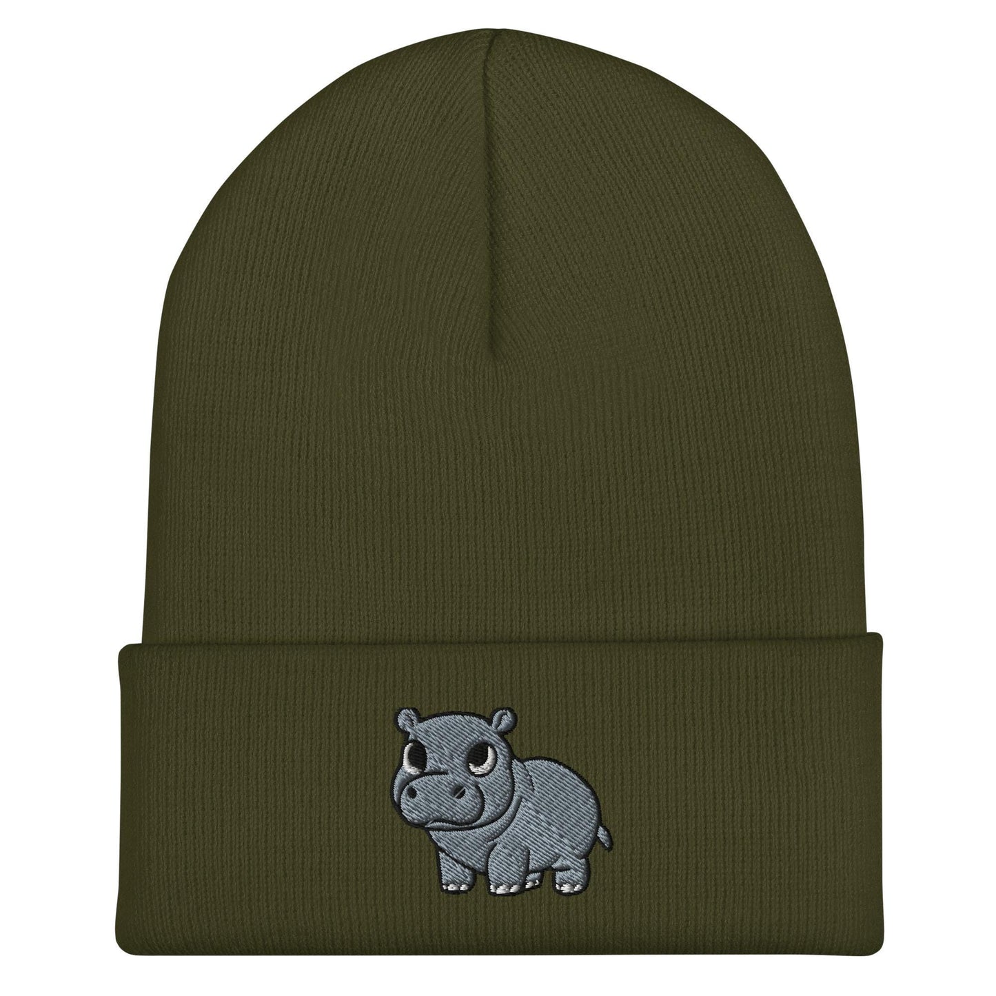 Pygmy Hippo Beanie, Handmade Cuffed Knit Unisex Slouchy Adult Winter Hat Cap Gift, Kawaii