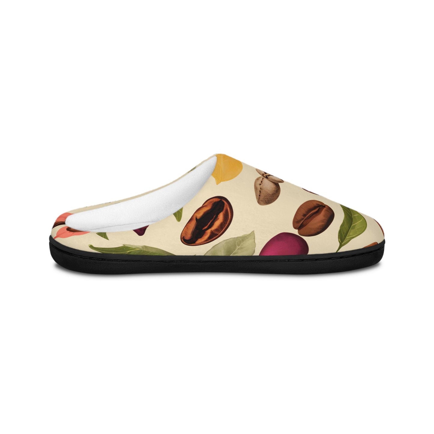 Men's Slippers Coffee Bean Design Gift-for-Coffee-Lover CoffeeBeans Plant Stages Beige Men's Indoor Footwear House Shoes Father's Day