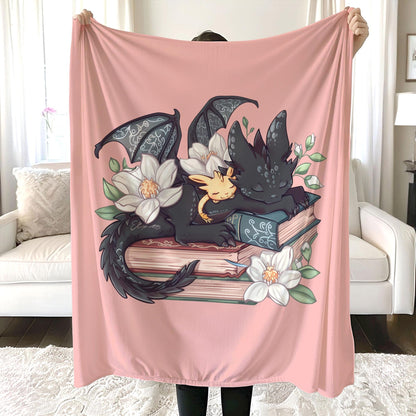 Fantasy Book Dragon Blanket, Fantasy Dragon Book Lover Blanket, Wingspan Bookish Blanket, Booktok Merch, Book Gift, Bookworm Gift