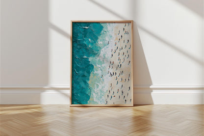People Swimming in the Ocean Print, Summer wall decor Poster print, Beach House Home Decor, Modern  Wall Art Decor, Gift Idea