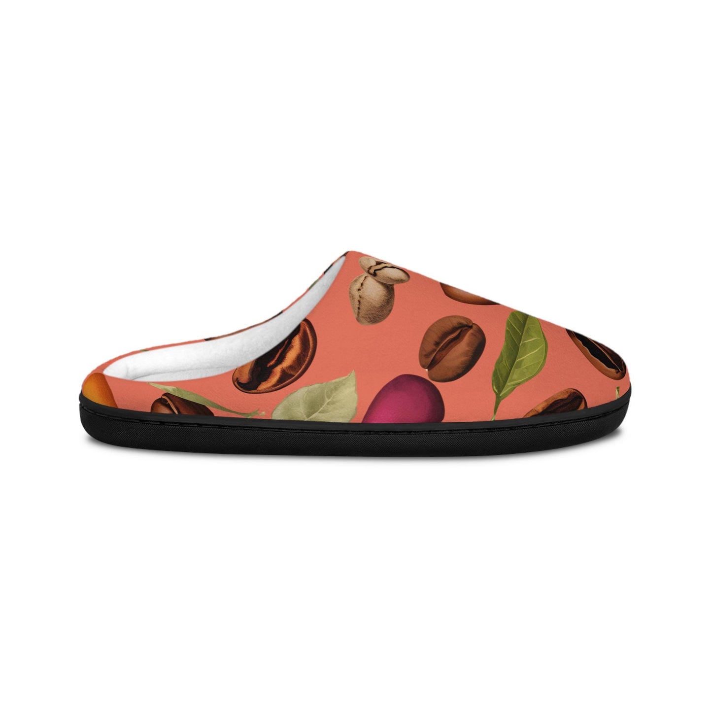 Slippers ForWomen Coffee Beans Plant Terracotta/Peach Background Women's Indoor HouseShoes Cozy Slip-On Footwear Bedroom Slides Home Comfort