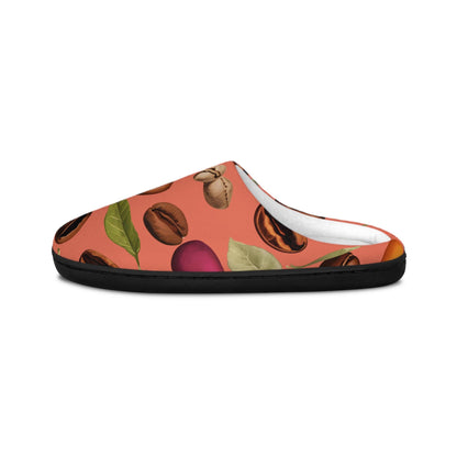Slippers ForWomen Coffee Beans Plant Terracotta/Peach Background Women's Indoor HouseShoes Cozy Slip-On Footwear Bedroom Slides Home Comfort