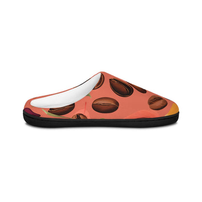 Slippers ForWomen Coffee Beans Plant Terracotta/Peach Background Women's Indoor HouseShoes Cozy Slip-On Footwear Bedroom Slides Home Comfort