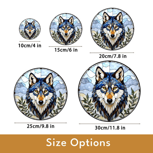 Wolf Stained Glass Suncatcher Animal Artwork Colorful Decorative Window Hanging Gift for Wolf Lovers