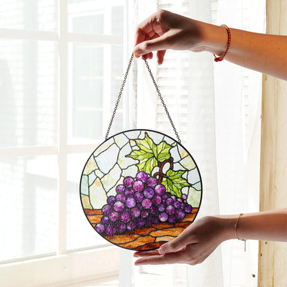 Stained Glass Grapes Sun Catcher Hanging Decor Perfect Gift for Wine Lovers