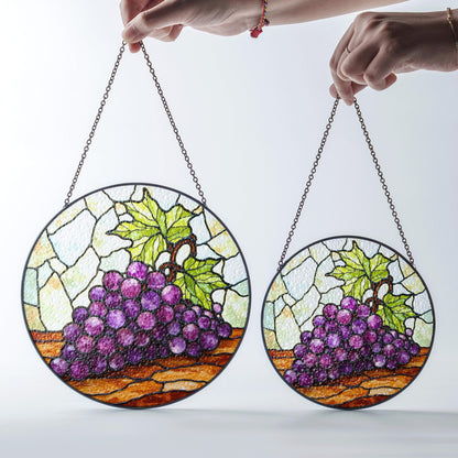 Stained Glass Grapes Sun Catcher Hanging Decor Perfect Gift for Wine Lovers