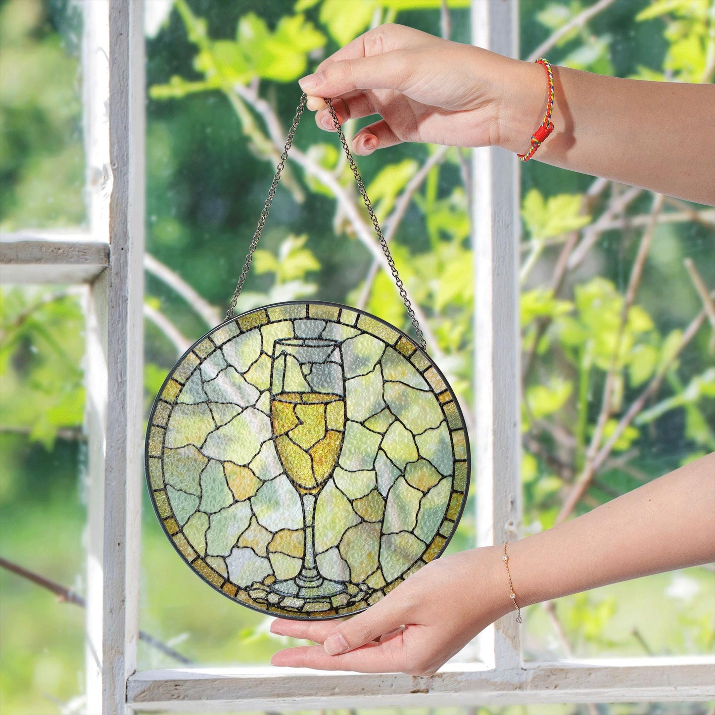 Champagne Glass Stained Glass Suncatcher Sun Catcher Gift for Wine Lovers Home Decor