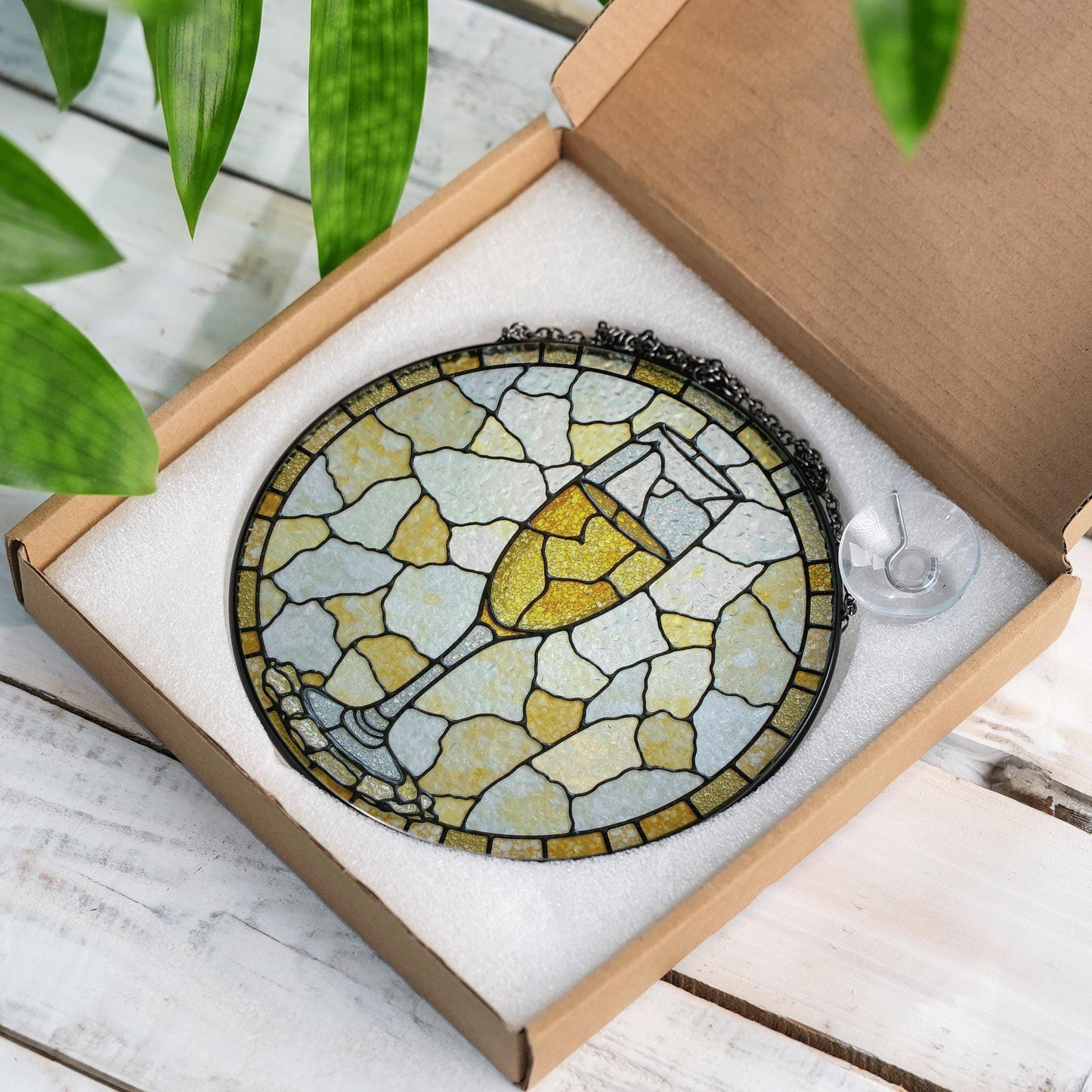 Champagne Glass Stained Glass Suncatcher Sun Catcher Gift for Wine Lovers Home Decor