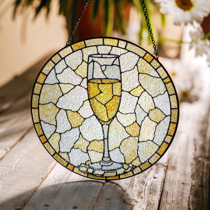 Champagne Glass Stained Glass Suncatcher Sun Catcher Gift for Wine Lovers Home Decor