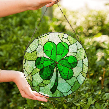 Shamrock Stained Glass Suncatcher Green Glass Window Decoration Gift for St. Patrick's Day