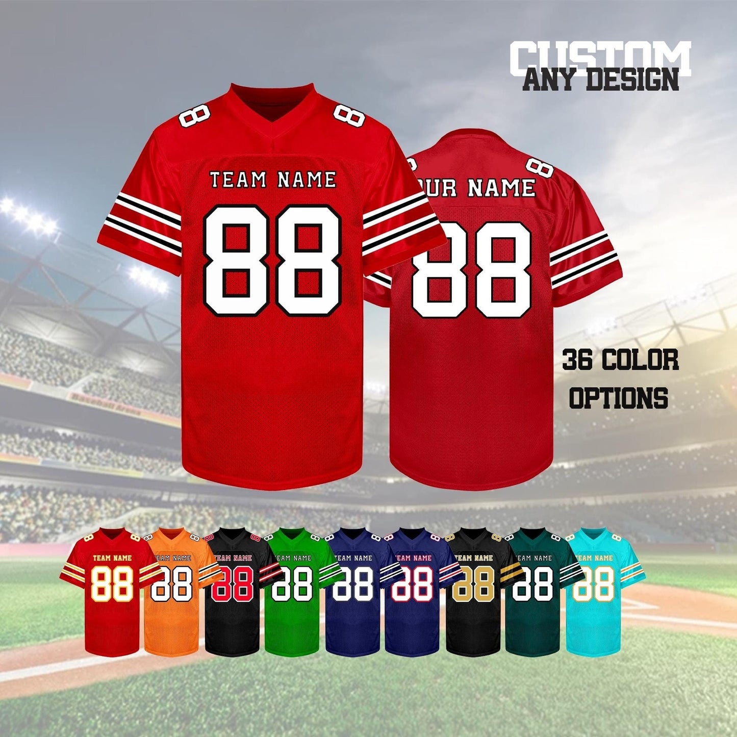 Custom Football Jersey Personalized embroidery Name Number football Shirts Sports Uniform Holiday Gifts for Men Women Kids Toddler Fan