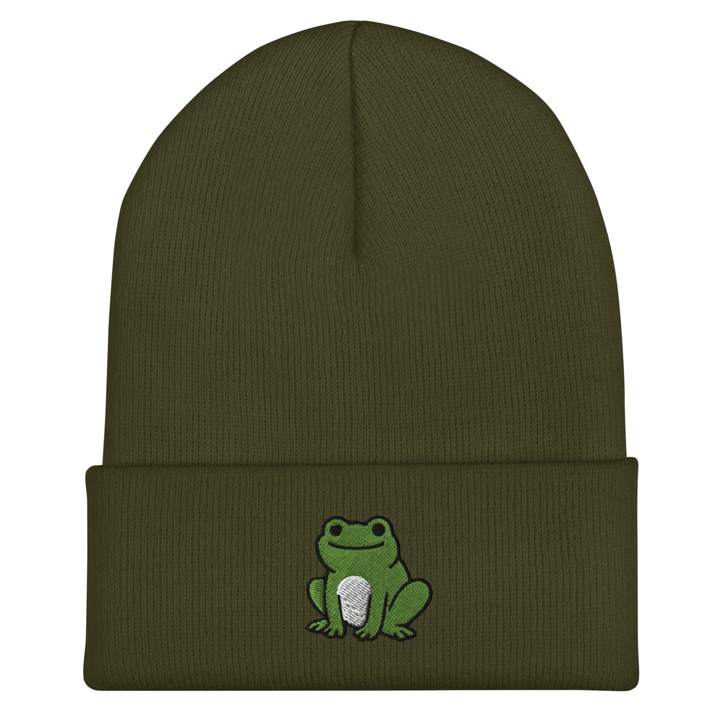 Frog Beanie, Handmade Cuffed Knit Unisex, Goblincore Slouchy Adult Winter Hat Cap Gift, Kawaii