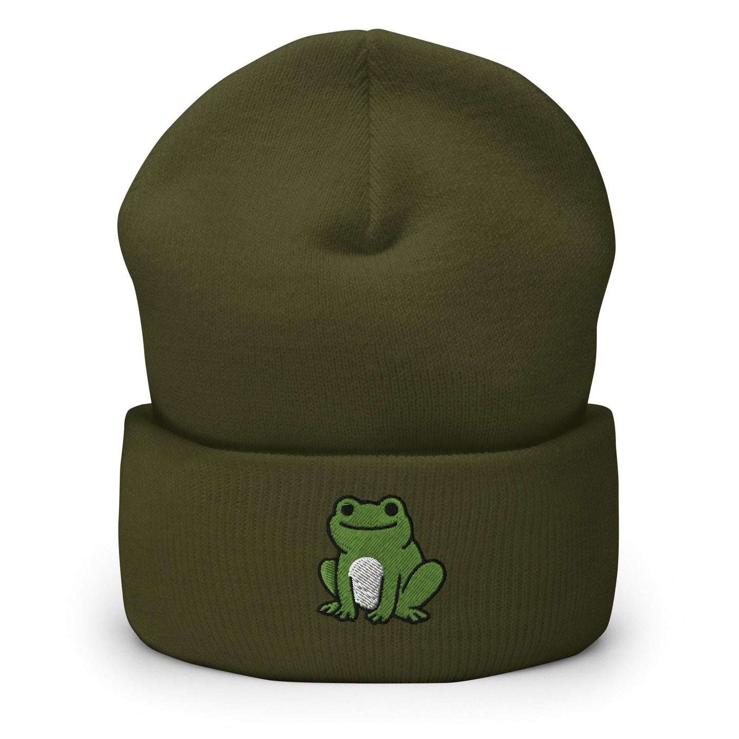 Frog Beanie, Handmade Cuffed Knit Unisex, Goblincore Slouchy Adult Winter Hat Cap Gift, Kawaii