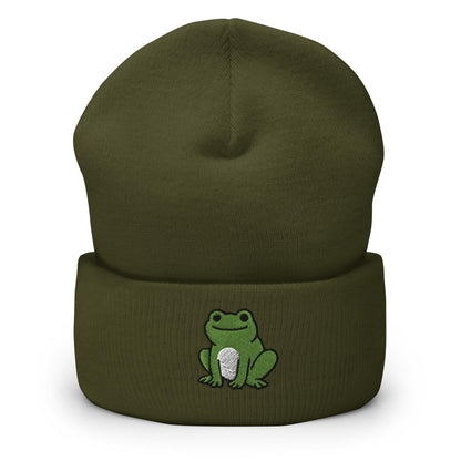 Frog Beanie, Handmade Cuffed Knit Unisex, Goblincore Slouchy Adult Winter Hat Cap Gift, Kawaii